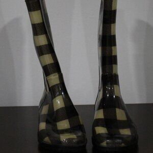 Ralph Lauran  Rossalyn 2 Tail Rubber Rain Boots Size 11 Plaid